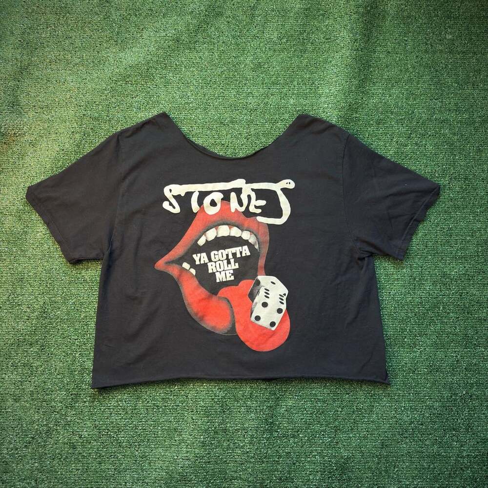 The Rolling Stones 'Ya Gotta Roll Me' Graphic Off-Shoulder Crop Tee